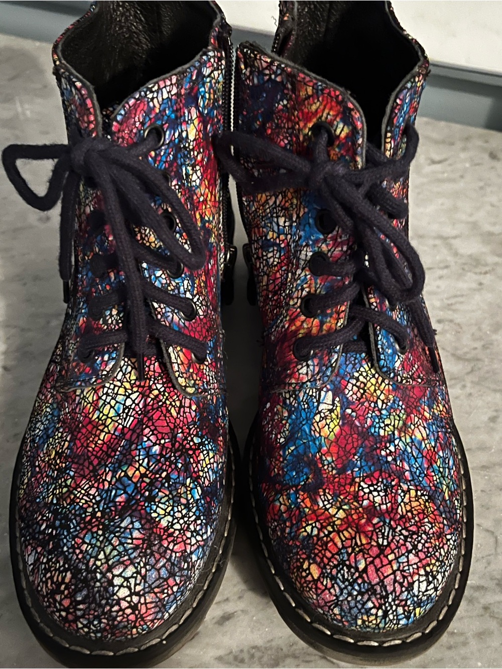 VItalia Women's Size 36/US 6 Multicolor Leather Piper Lace-Up Ankle Boots
